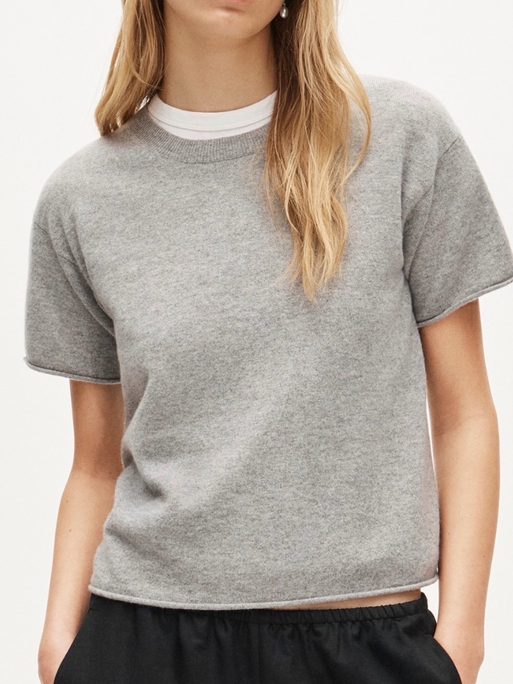 J.Crew 100% Cashmere Short Sleeve Sweater Tee Gray Small